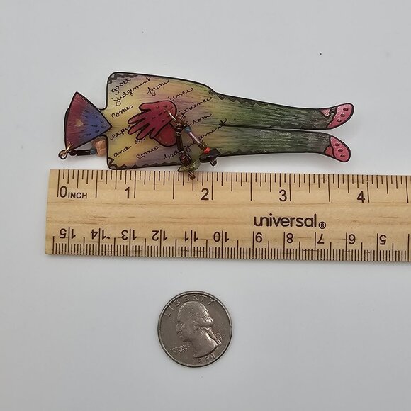 Handmade 90s Brooch Signed Artesian Silhouette Person Indie Pin City Urban - Picture 11 of 11